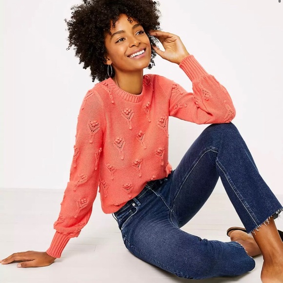 NWT LOFT Bobble Pointelle Sweater - Picture 1 of 4